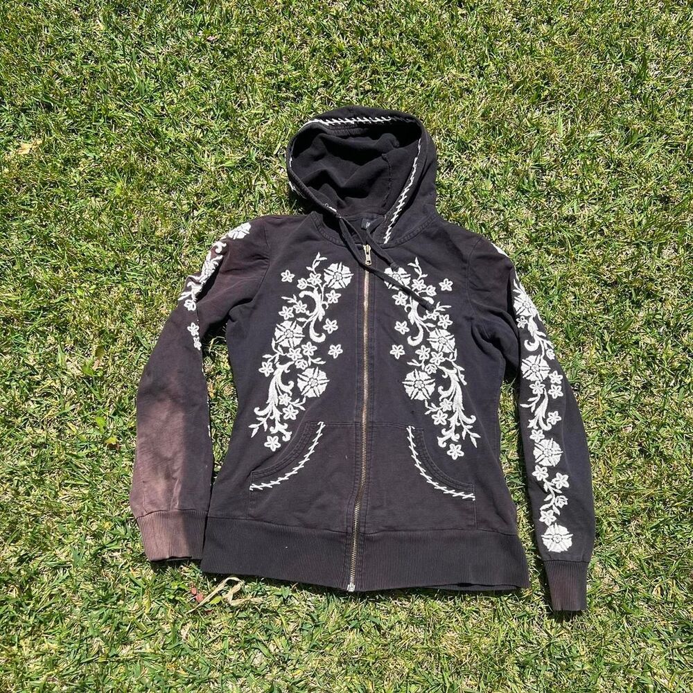 INC concepts y2k affliction style zip up hoodie petite size M